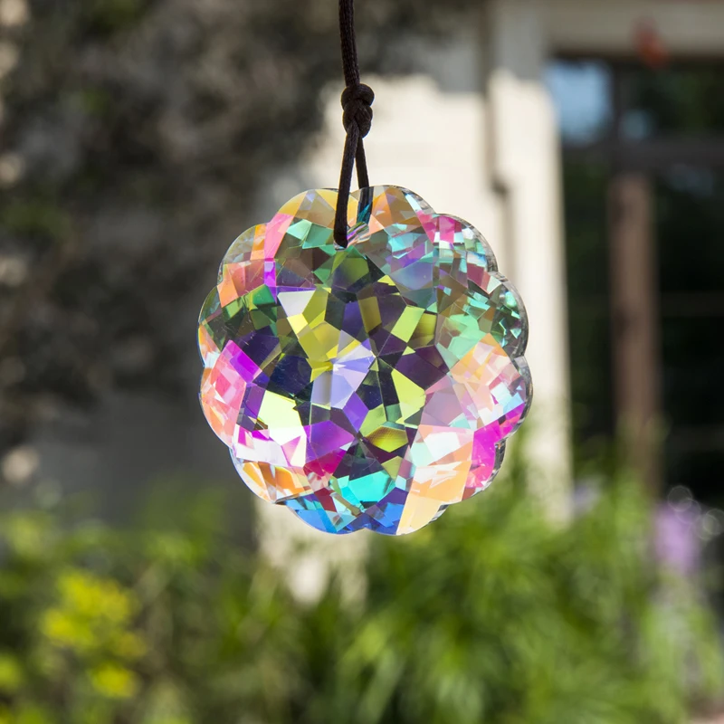 45mm Colorful Mandala Crystal Chandelier Pendant Accessories DIY Flycatcher Rainbow Maker Crystal Prism Pendant Sun Catcher Crystal Pendant Sun Catchers Window Ornament