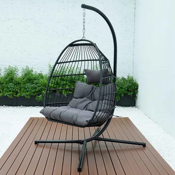 

Hanging Hammock Chair Swinging Chair with Stand Soft Cushion Folding Basket Garden Indoor Outdoor Furniture Hanging Chair