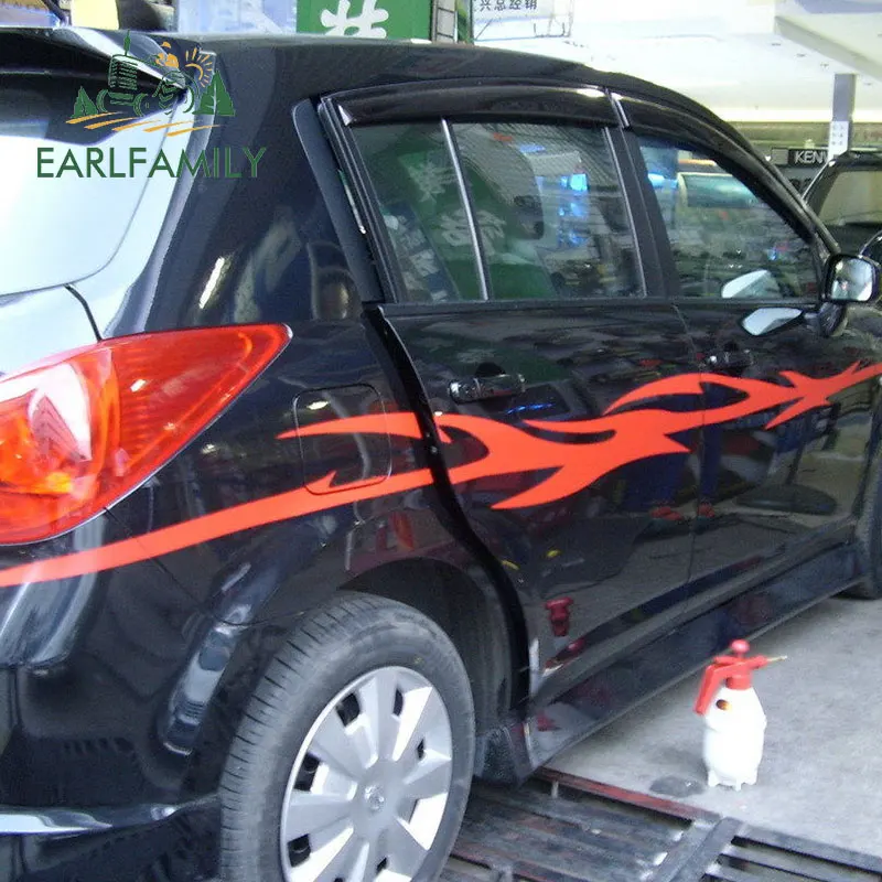 EARLFAMILY 200 см x 10 см 2x большая автомобильная наклейка s Sport Flash Stripe графика верхняя дверь Авто Наклейка для Tiida виниловая наклейка на мотор