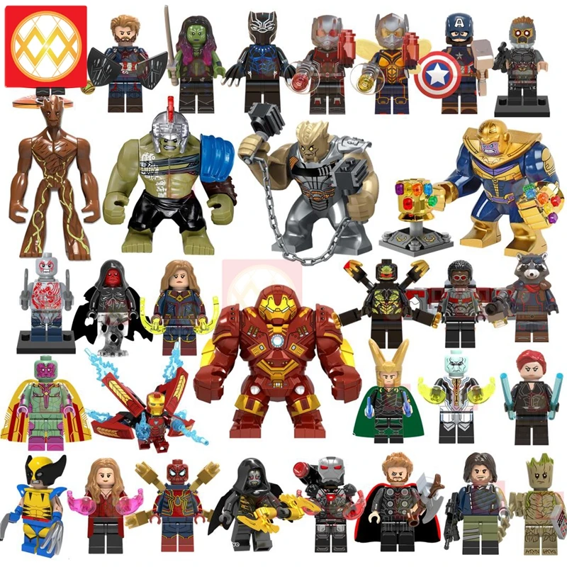 

Marvel Building Blocks Infinity War Super Heroes Thanos Thor Spider Iron Man War Machine Wolverine Christmas Gift Avengers Toys