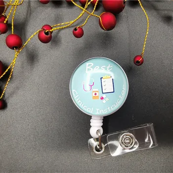 

New Design 1 Piece High Quality Retractable Doctor Nurse Badge Reel Unique audiphones Pattern Students ID Card Badge Holder