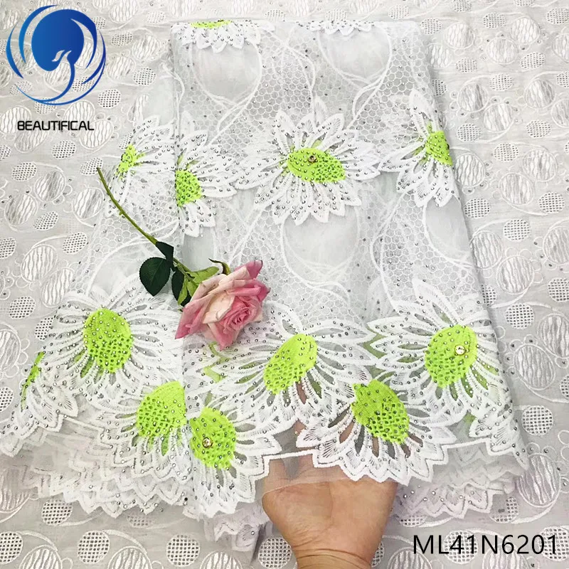 

BEAUTIFICAL nigerian lace fabrics New arrival embroidery stones tulle lace fabric with beads 5yards french lace fabric ML41N62