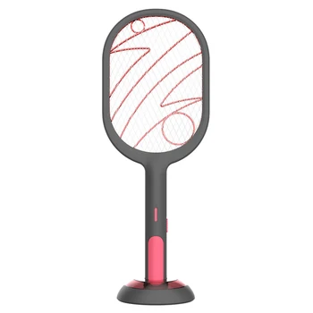 

USB Rechargeable Mosquito Killer LED Light 3 Layer Net ABS Dual Use Electric Fly Swatter Intelligent User Friendly With Base