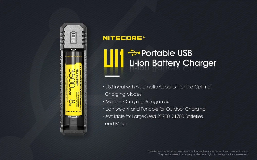 NITECORE UI1 портативный двухслотовый USB литий-ионный аккумулятор зарядное устройство Внешняя Зарядка без аккумулятора 18650 14500 CR123