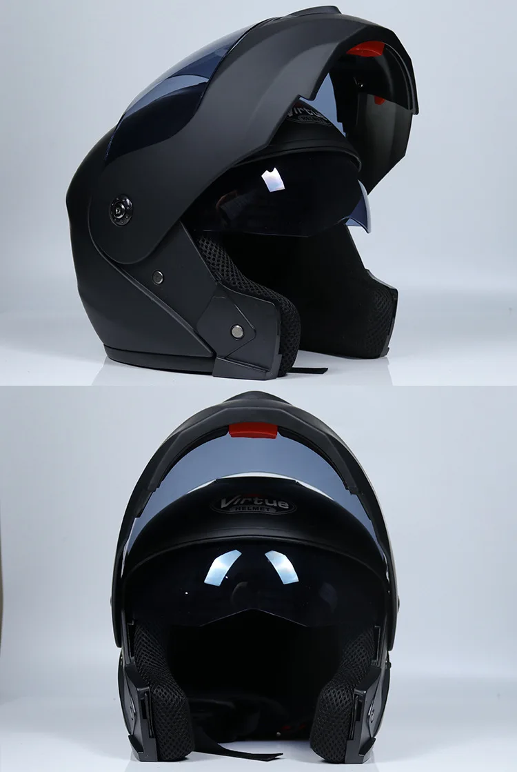 Черный модульный откидной передний мотоцикл Скутер Краш шлем двойной козырек