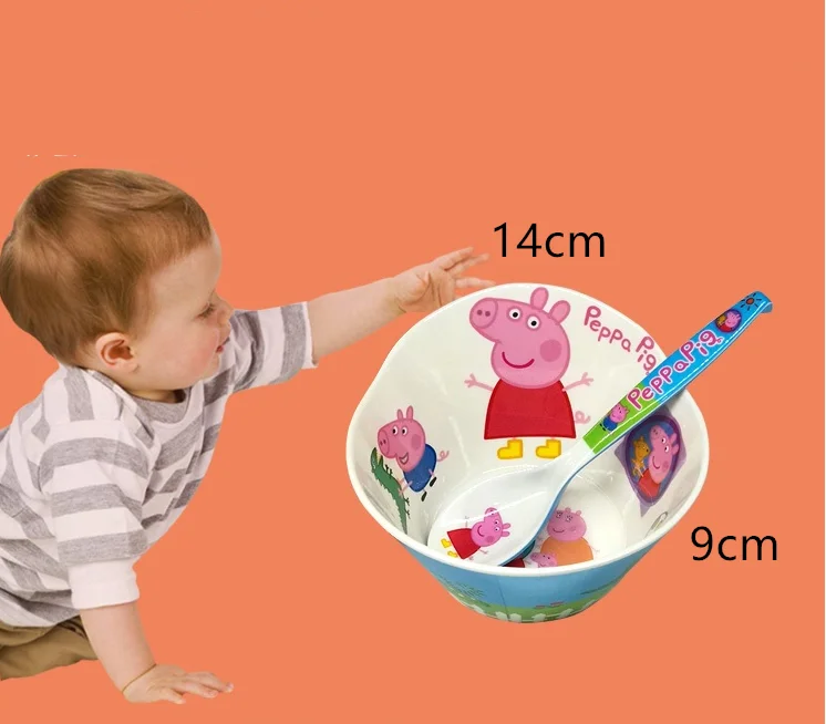 Peppa Pig Children's Tableware Kitchen Restaurant Tools Healthy Material Melamine Bowl Plate Knife Fork Tablewares for Party