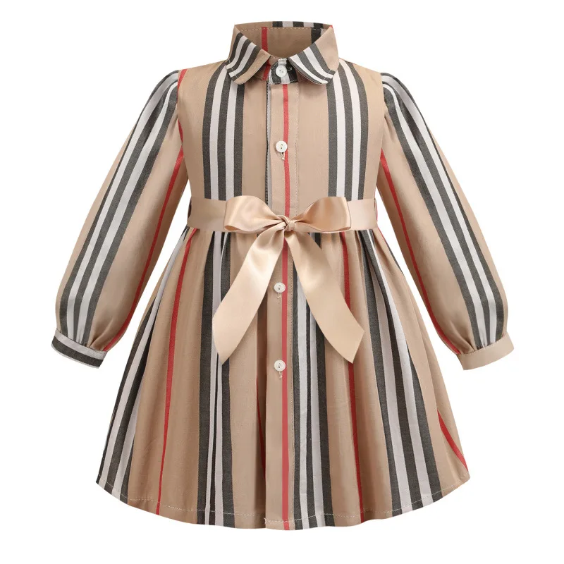 

Girls Dress Long Sleeve 2019 Autumn Kids Dresses For Girls Striped Bow Children Princess Dresses Toddler Girl Clothing 2-6Years