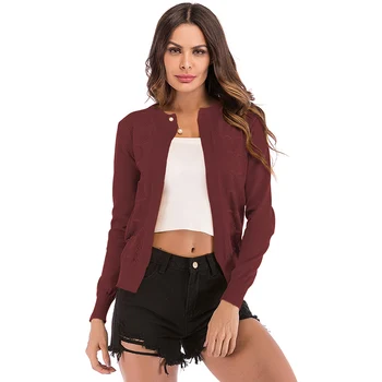 

Fashion Knitted Sweater Women Long Sleeve O Neck Beading Solid Color Hollow Out Cardigan Women 2019 Autumn Sweater Ladies Coats