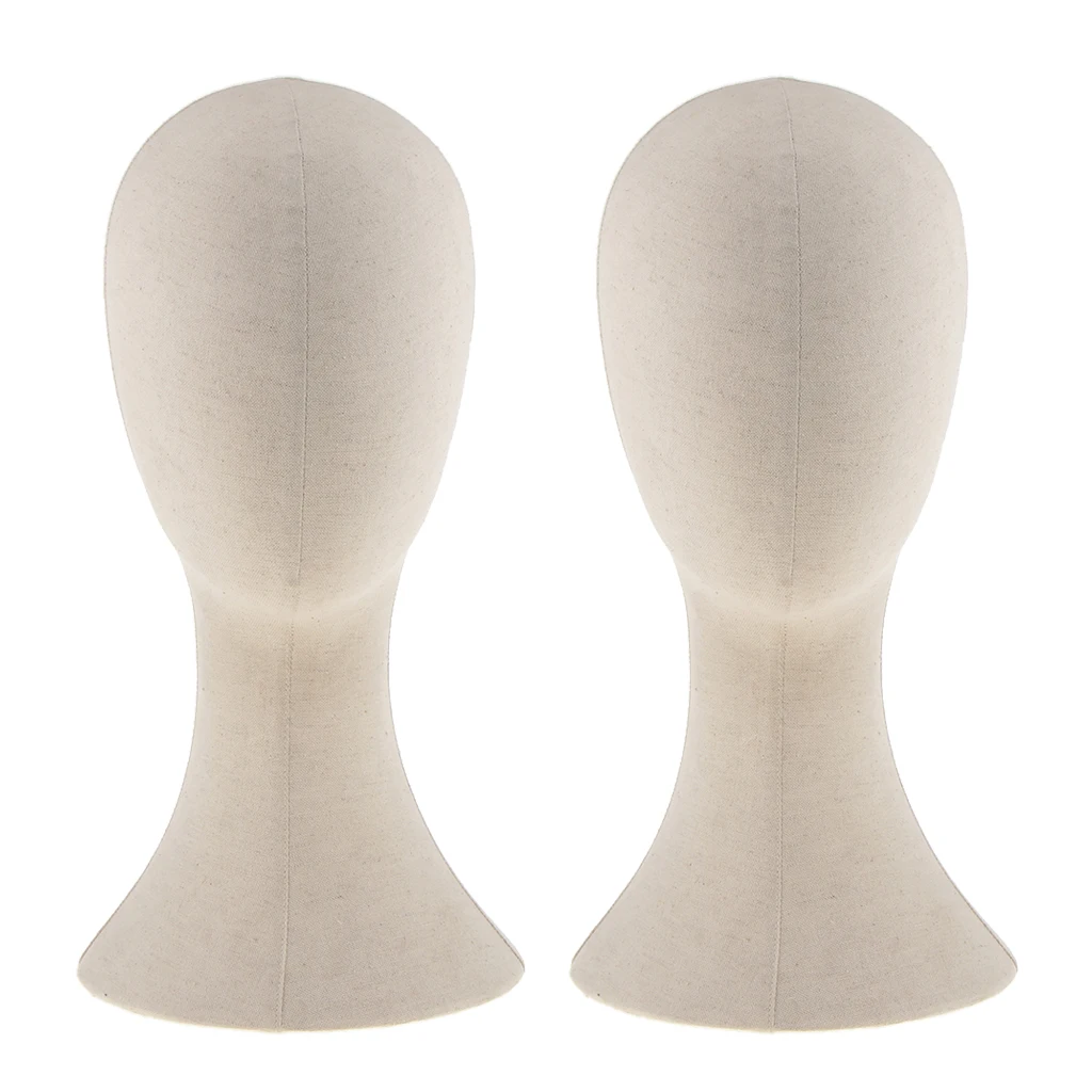 2PCS 22inches Cork Canvas Block Head Mannequin Head Wig Display Styling Head with Mount Hole