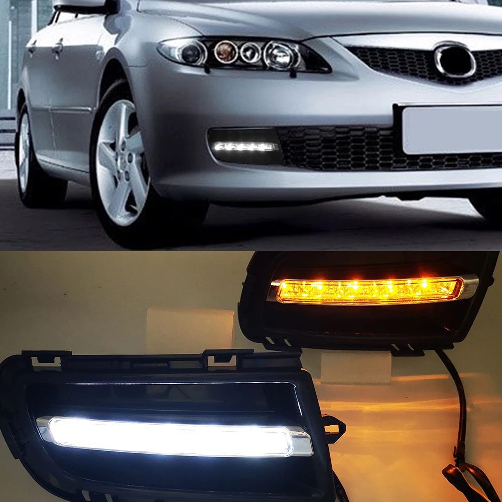 1 пара автомобильных мигающих дневных ходовых огней для Mazda 6 Mazda6 2005 2006 2007 2008 2009