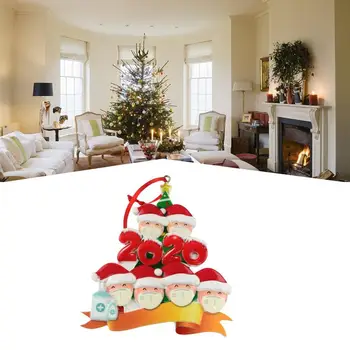 

New Hot Christmas Family DIY Christmas Tree Resin Pendants Santa Claus Pendants Wearing Masks And Christmas Hats Home Decoration