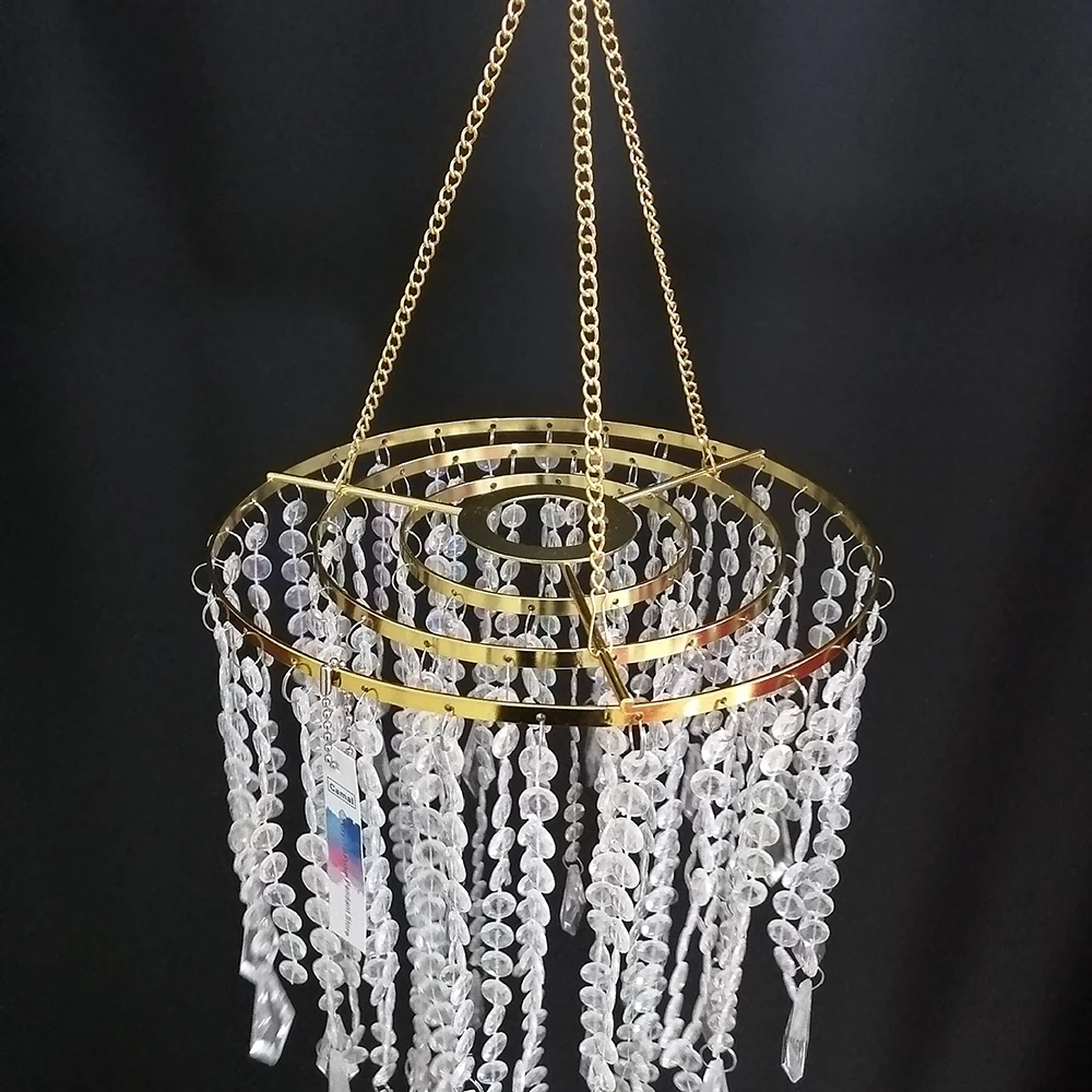 1PCS 22" Tall Iridesce Acrylic Bead Chain Hanging Chandelier Wedding Centerpiece 