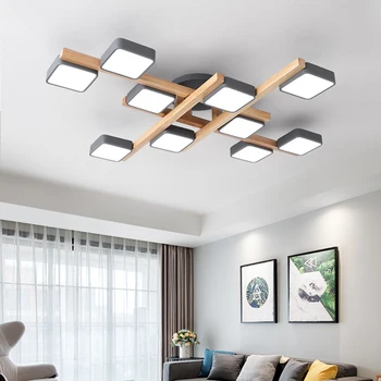 

Simple Living Room Ceiling Lights Modern Atmosphere led Ceiling Lamps Solid Wood Lamp Room Study led Lamp Log Bedroom led Lights
