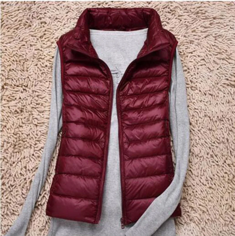 Ultra Thin Down Jacket Light Warm Waistcoat Female Sleeveless Cropped Puffer Jacket Vest Lining Woman Winter Coat Spring 2022 - 6