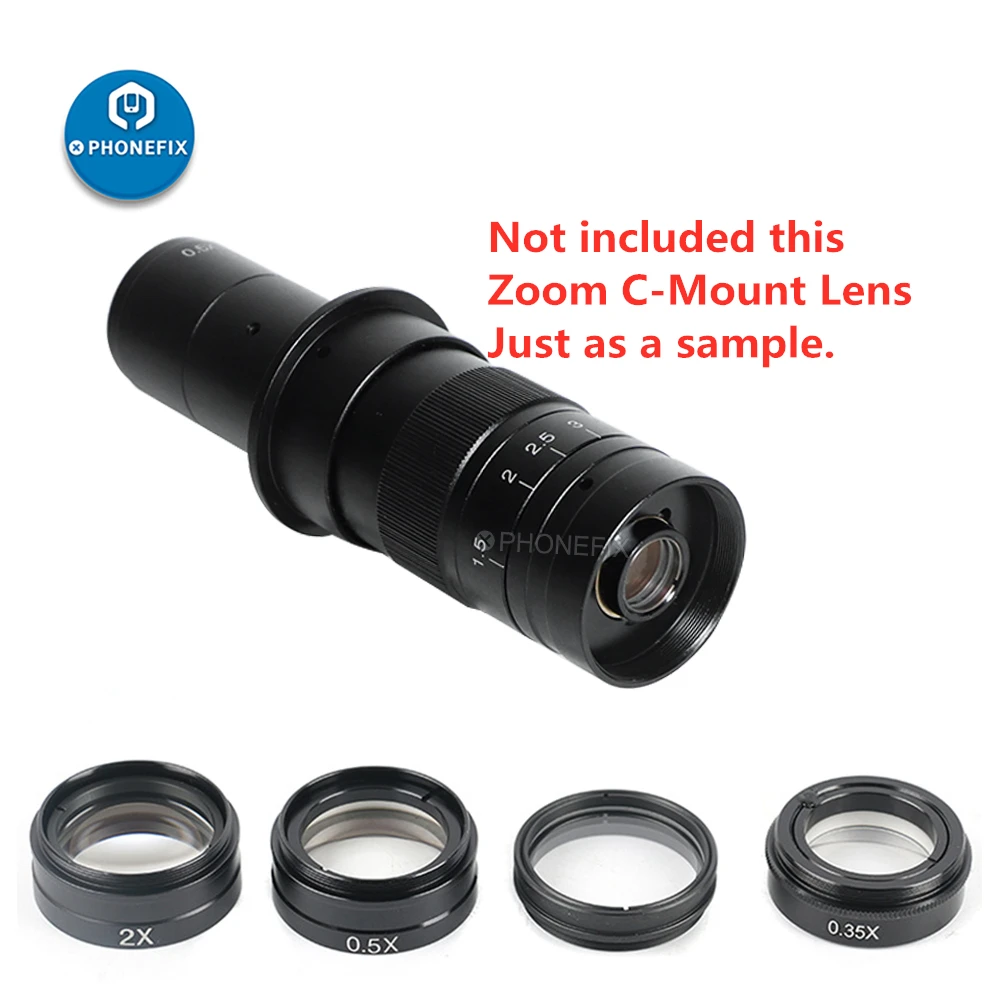 0.7x 0.5X 2.0X Barlow Auxiliary Objective Glass Lens for 10A 180X 300X C-MOUNT Lens Industry Video Microscope Camera 42mm microscope objective lens
