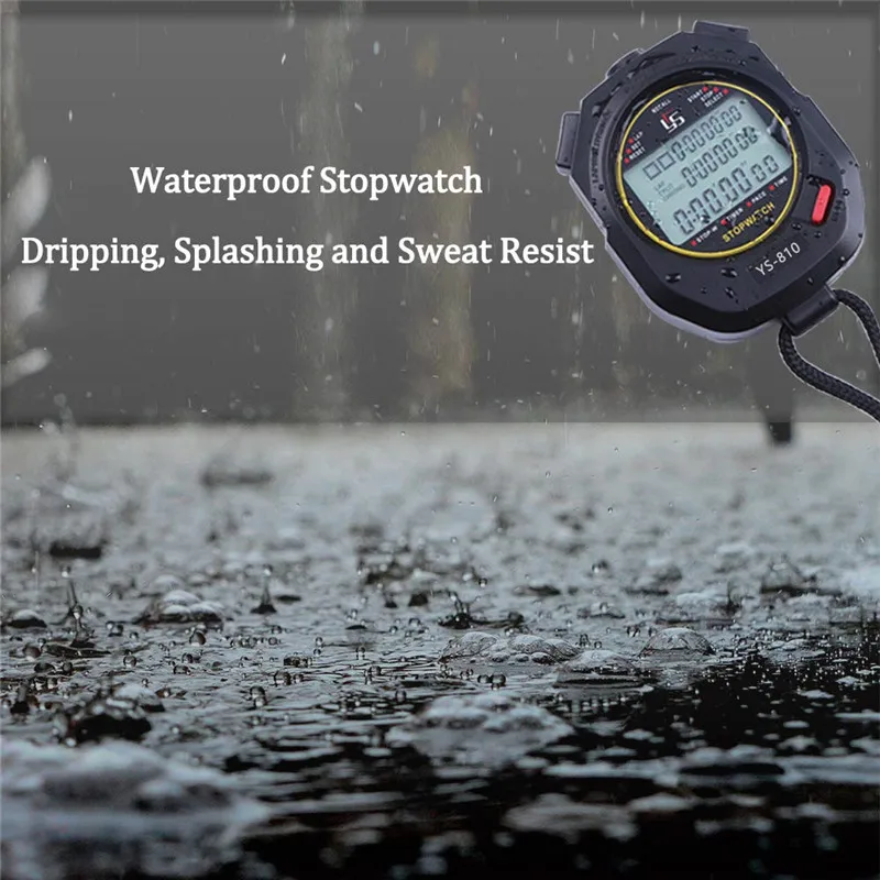 New Digital Stopwatch Sports Timer Handheld LCD Large Display Silence Waterproof 30/60/120 Memories Lap for Track Field Training
