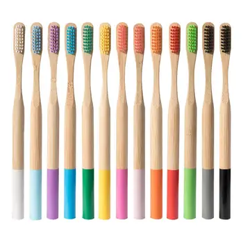 

5PCS Natural Bamboo Eco Friendly Small Heads Toothbrush With Soft Superfine Bristles Toothbrushes Tongue Cleaner For Adults