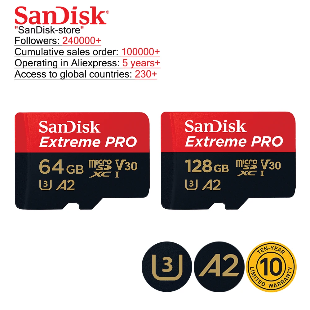 SanDisk 100% Original TF Micro SD Card Memory Card Max 98-100M/s TF card 16GB 32GB 64GB 128GB 10 years warranty SanDisk 100% Original TF Micro SD Card Memory Card Max 98-100M/s TF card 16GB 32GB 64GB 128GB 10 years warranty