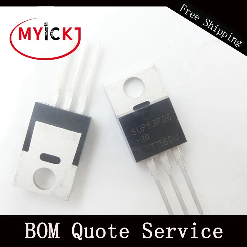 

10PCS SUP53P06-20 TO-220 P-Channel 60-V (D-S) MOSFET IC CHIP