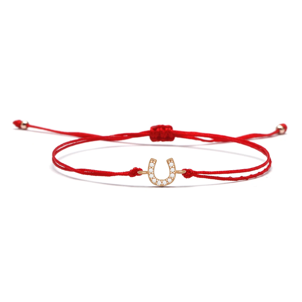 Zirkonia Kristall Winziges Hufeisen Glücksbringer Armband Damen Herren Rot Schwarz Weiß Grün Gewachste Schnur Messing CZ Geflochtener Schmuck – Detail 22