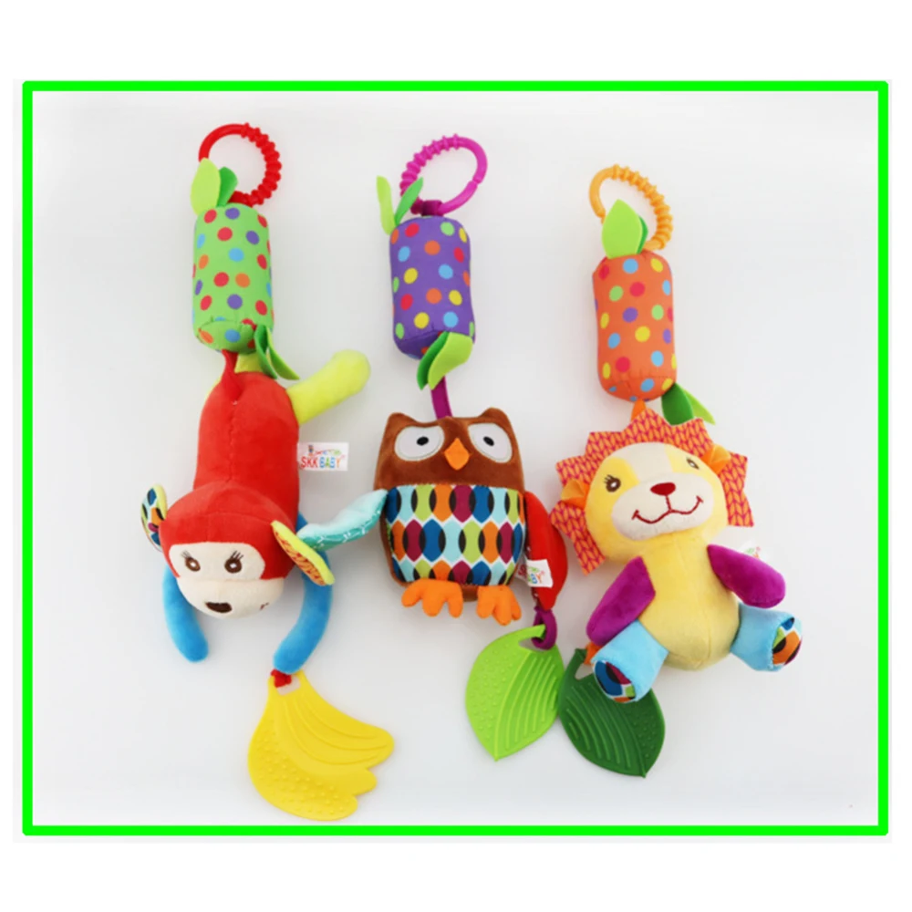 Baby Rattles Toy Cute Animal Doll Stroller Hanging Soft Toy Baby Crib Elephant Rabbit Dog Bed Hanging Bells Toy Dropshipping J75