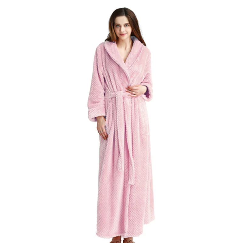 Pink Female Aolamegs, Одноцветный фланелевый Халат, длинная Пижама, уютная мягкая теплая мешковатая домашняя одежда для беременных, пара пижам - Цвет: Pink Female