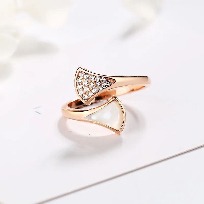 S925 Серебряное кольцо, модное, с микро-инкрустацией, регулируемые, открытые, кольца на палец, геометрические, Женские Ювелирные изделия для мужчин и женщин, обручальные кольца - Цвет основного камня: rose gold