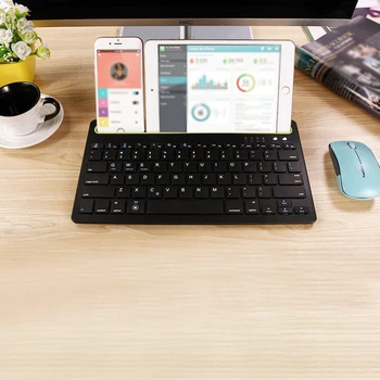 

new White Multi-Device Bluetooth Keyboard Portable Phone Pad Holder Mini Keyboard For Windows For Android Built-In Holder Design