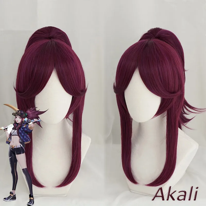 Парик для косплея игры LOL KDA POP/STAR Akali парики женские длинные прямые волосы