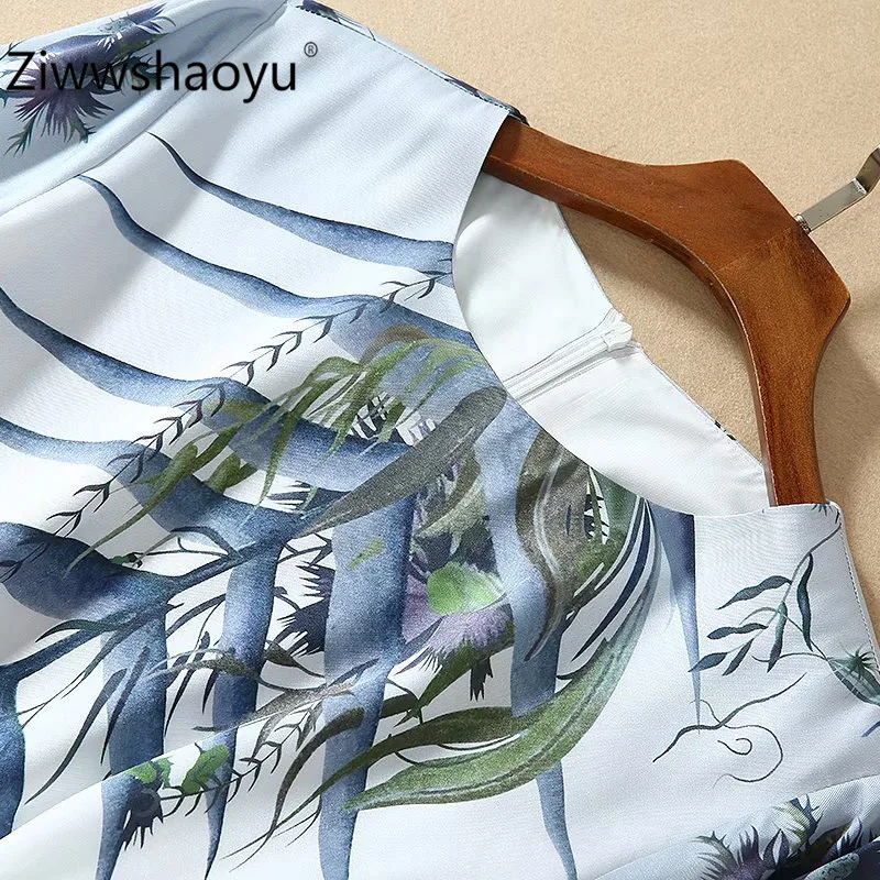 Ziwwshaoyu модный бренд весна лето с длинным рукавом ручная роспись узор Макси Элегантные платья женские