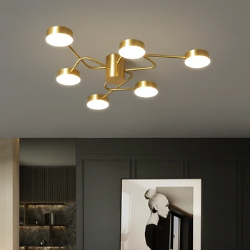 

Modern ceiling light Nordic Semi flush mount ceiling lamp fashional copper ceiling mount lamp for living room bedroom