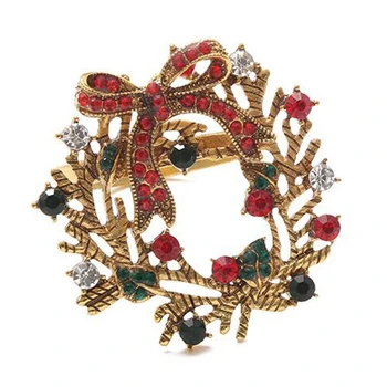 

12Pcs High-Grade Christmas Tree Napkin Ring Bow Flower Wreath Mouth Ring Hotel Sample Room Set Dining Table Christmas Napkin Buc