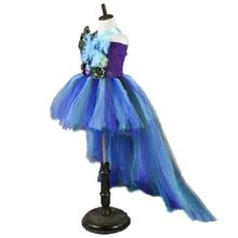 Платье-пачка для девочек; детские танцевальные платья с шлейфом; платье принцессы с цветочным принтом для девочек; короткое платье с перьями и перьями спереди