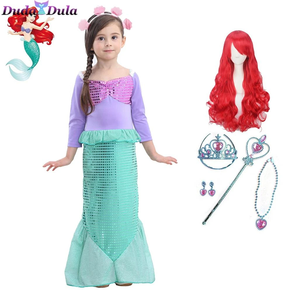 女の子人魚姫アリエルためハロウィンクリスマスパーティー衣装長袖服 Matching Family Outfits Aliexpress