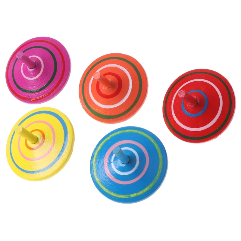 

Rotating Multicolour Wooden Spinning Top Kids Toy Traditional Baby Toys 24BE