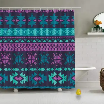 

Neon Color Tribal Navajo Seamless Pattern Vector Durable Shower Curtain for Hotel,79''L x 72''W
