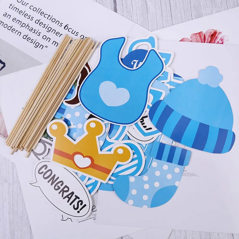 25 шт./компл. Photo Booth Baby Shower его мальчик девочка день рождения украшение для вечеринок Реквизит для фотобудки пол раскрывающий DIY