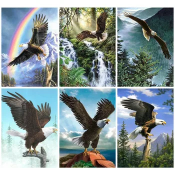 

Huacan Diamond Painting Kit Animal Embroidery Eagle Farmhouse Home Decor Mosaic Scenery Diamond Art Full Drill