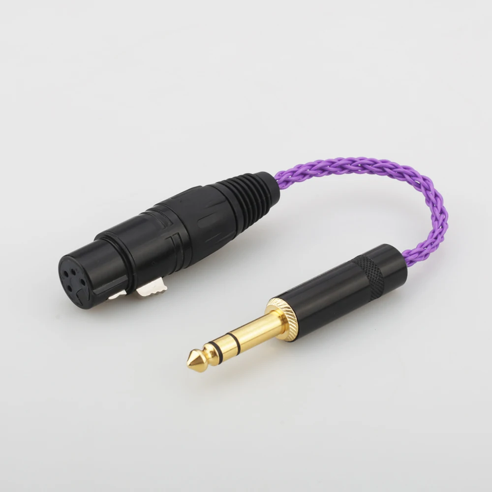 

HIFI 6.35mm 1/4 Male to 4-Pin XLR Female Balanced Connect TRS Audio Adapter Cable 6.35mm to XLR Silver Plated Connector