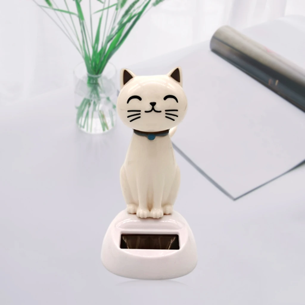 태양 전원 사랑스러운 떨고 머리 춤 작은 고양이 그림 테이블 상단 사무실 대시 보드 디스플레이 장식 머리 인형 장난감 악세사리