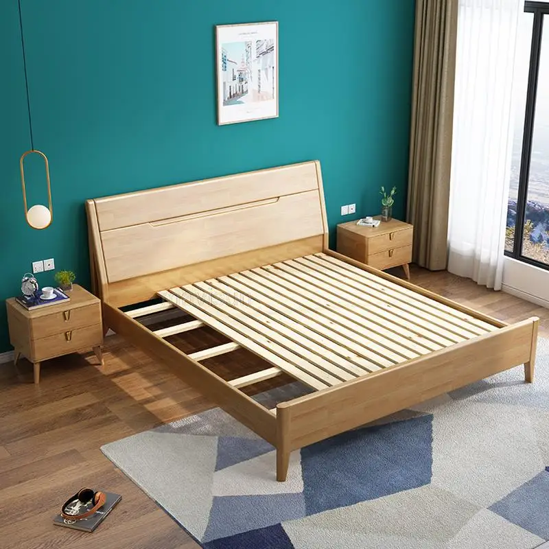 American Double Bedroom Storage Bed With Wooden Fame Comfortable High Quality Master Bed Set Minimalist Furniture For Home
