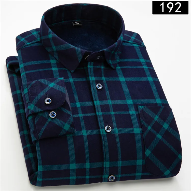 Зимняя Теплая мужская рубашка плюс бархатная утолщенная Клетчатая Мужская рубашка с длинным рукавом мужская рубашка L-6XL YN10552