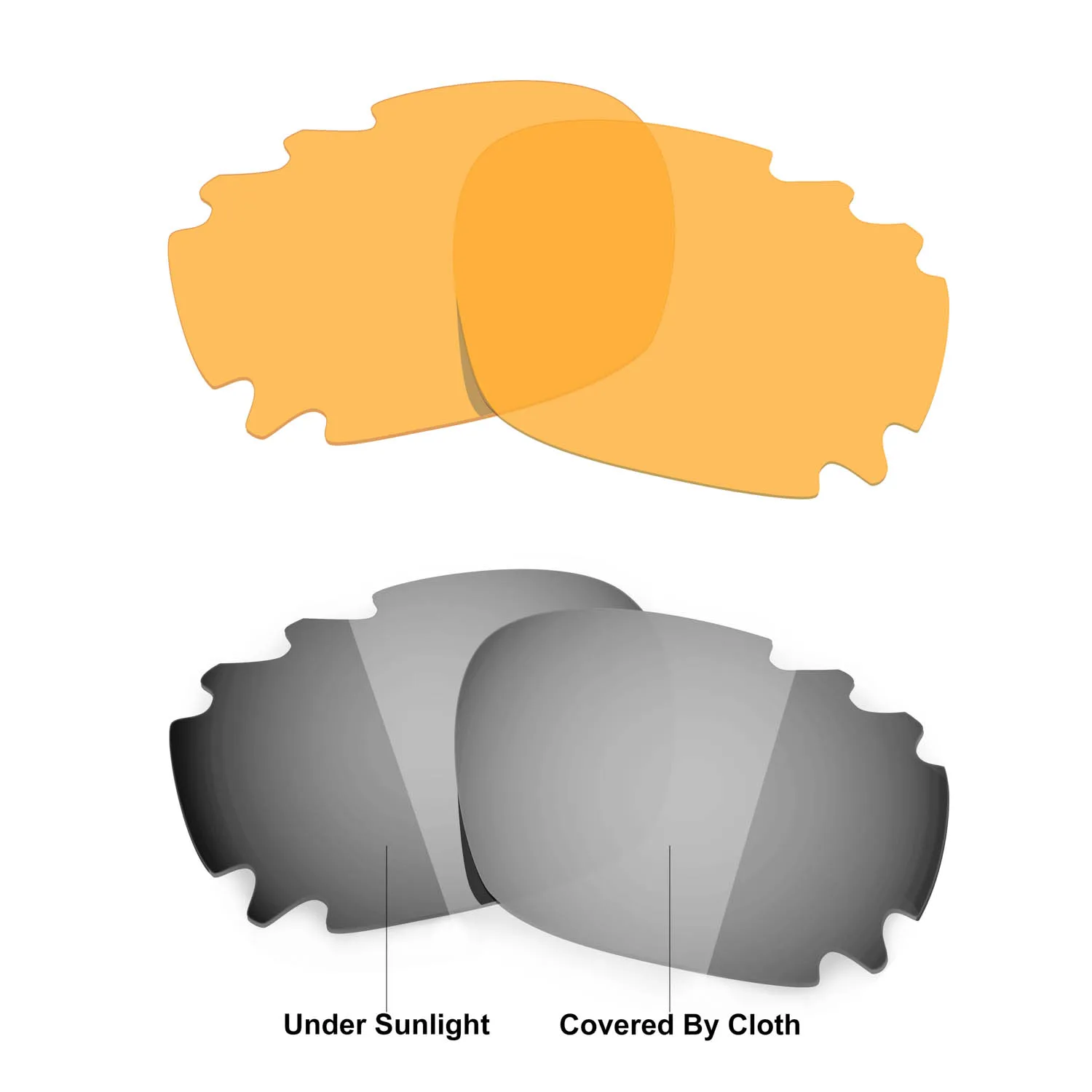

HKUCO For Jawbone Asian Fit Vented Sunglasses Replacement Polarized Lenses 2 Pairs - Transparent Yellow & Transition Photochromi