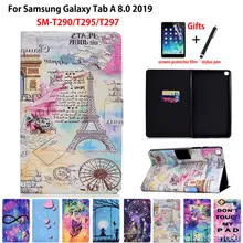 Tower Painted Case For samsung galaxy tab A 8.0 SM-T290 SM-T295 T295 T297 Cover Funda Tablet Flip Stand Shell Coque+Gift