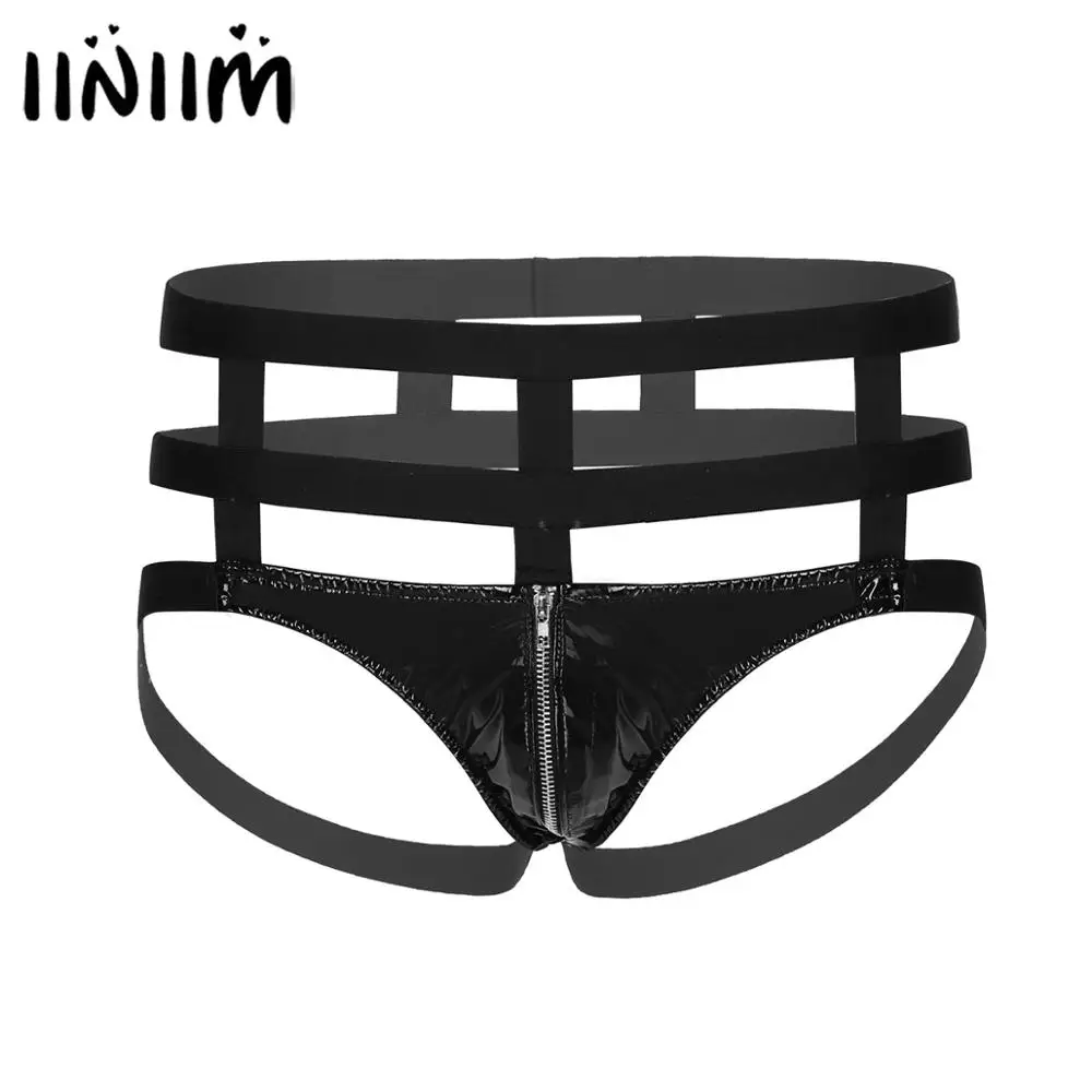 Mens Sexy Gay Panties Jockstraps Pouch Sissy Underwear Faux Patent