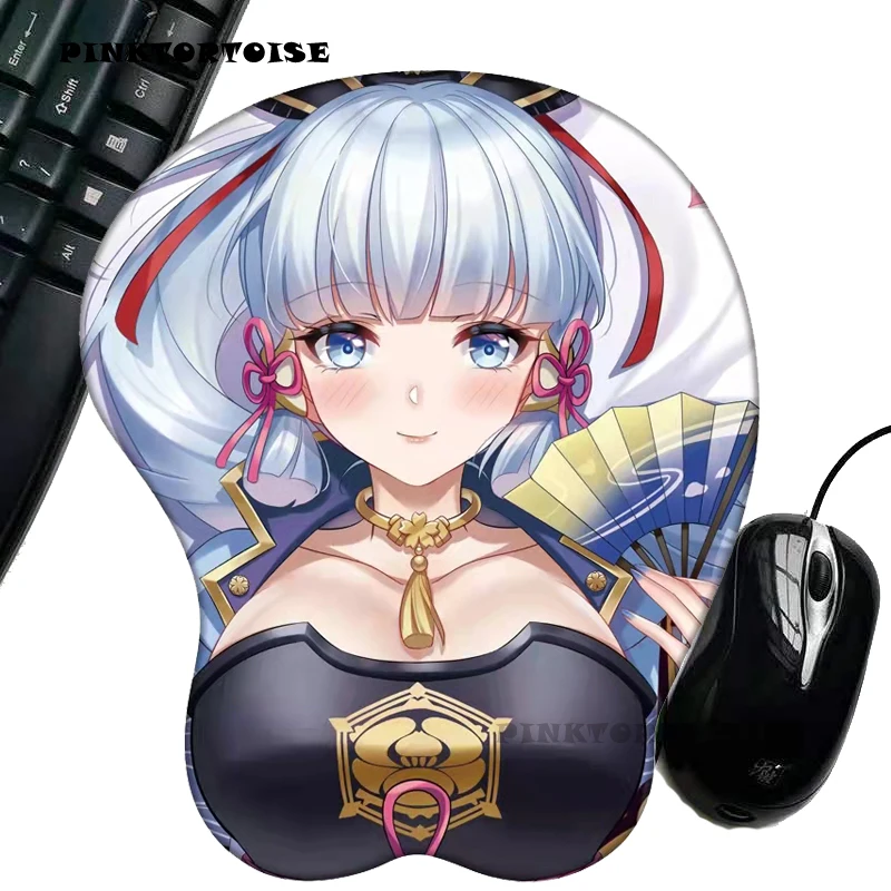 

PINKTORTOISE Anime Kamisato Ayak Mousepad Creative Anime 3D Sexy Chest Silicone MousePad Wrist Rest Support Drop Shipping