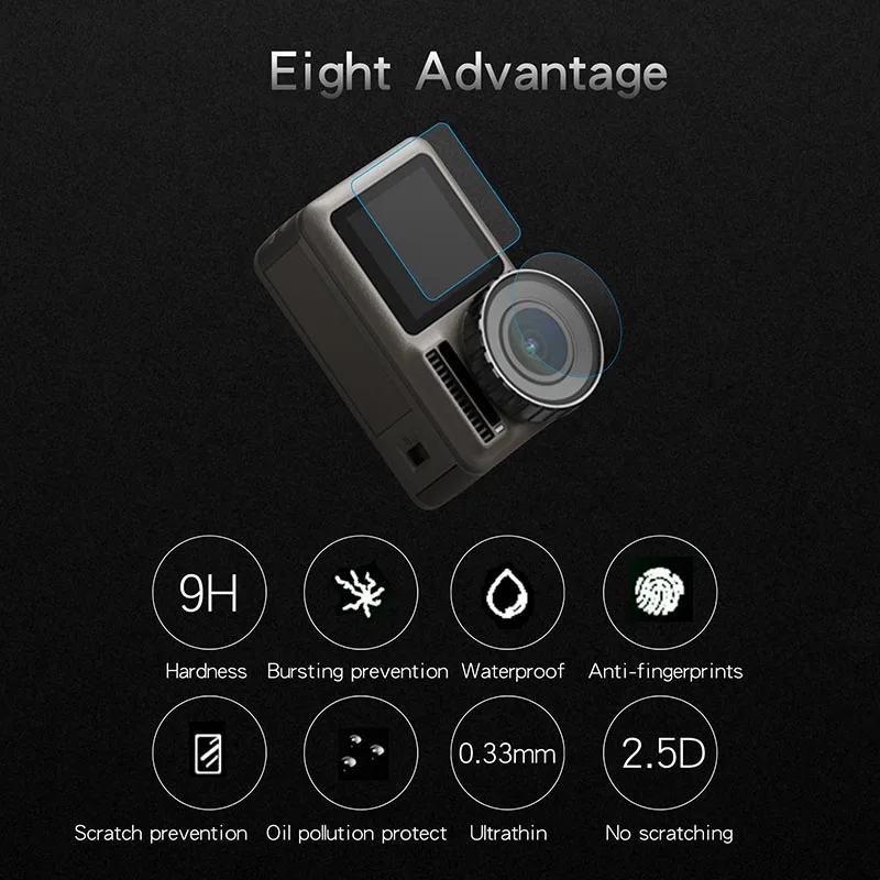 

Accessories Tempered Glass Film Parts For DJI OSMO Action Camera Anti-Shock Lens Screen 9H