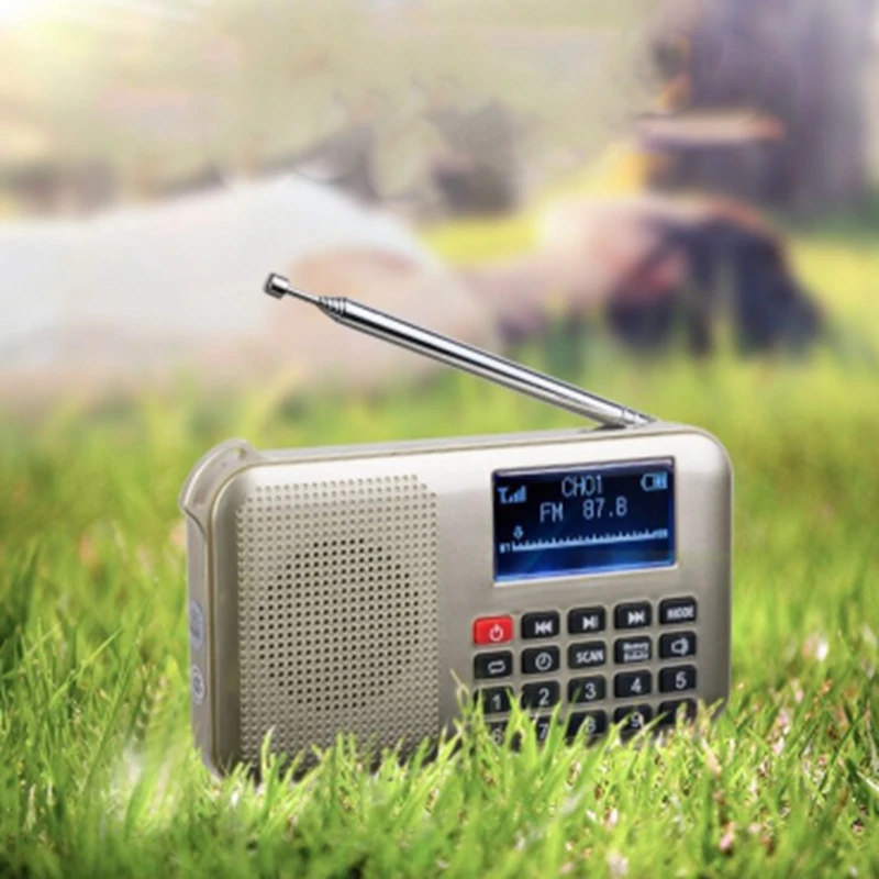 Мини солнечная мощность динамик Mp3 аудио музыкальный плеер со светодиодной аварийный светильник золото