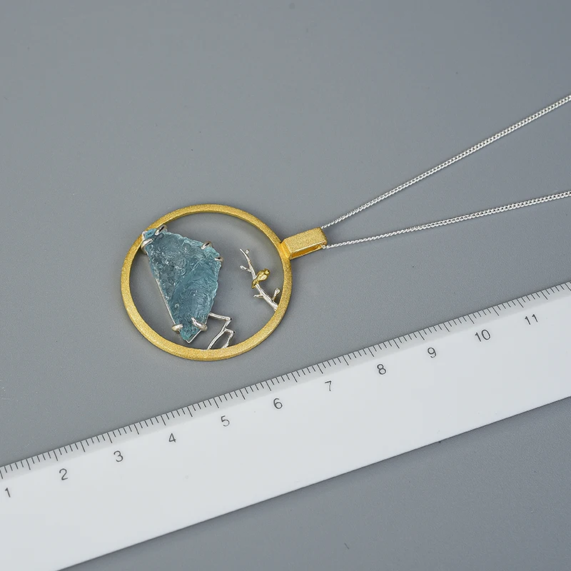 Natural Raw Stone Bird Whisper Pendant 925 Sterling Silver Creative Handmade Design Fine Jewelry pendant necklace silver necklace silver pendant