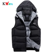 Мужской утепленный хлопковый жилет с капюшоном, теплый зимний жилет, Мужская Повседневная ветровка, рабочий жилет, куртка без рукавов